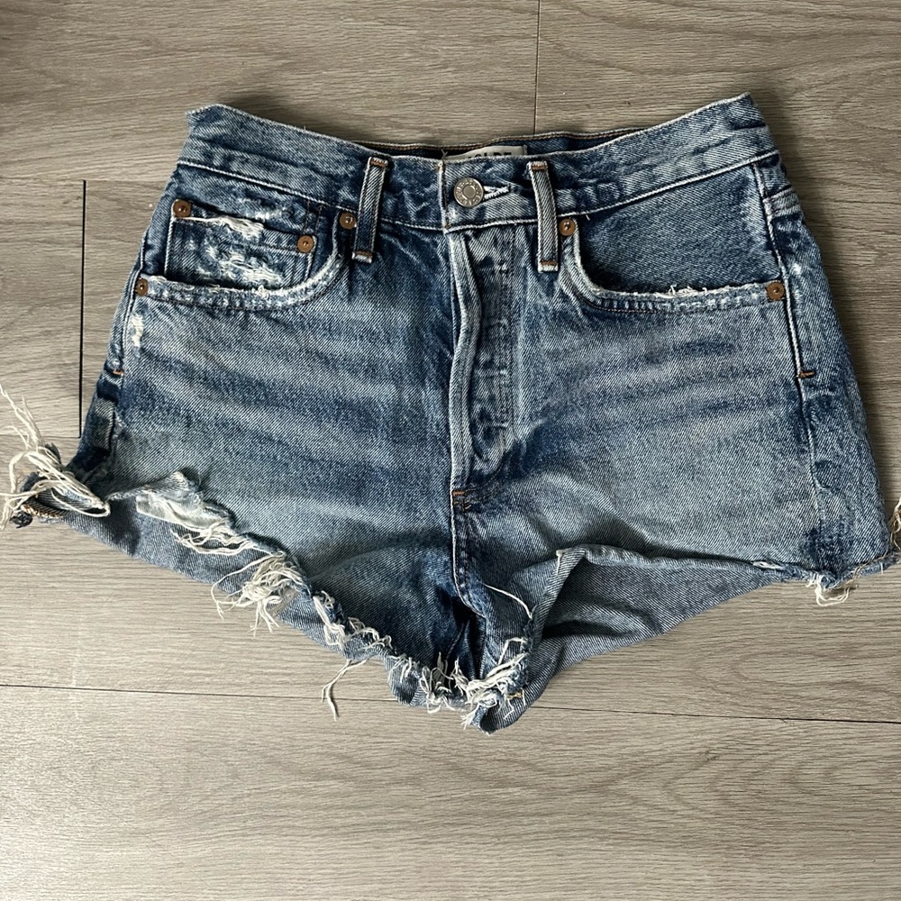 Agolde Blue High-Waisted Jean Shorts
